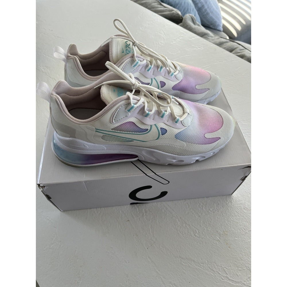 Nike Air Max 270 React Womens Sneakers Lace Up Size 11 White CK6929-100 With Box
